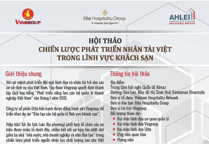 Hội thảo “ Chiến lược phát triển nhân tài Việt trong lĩnh vực khách sạn”